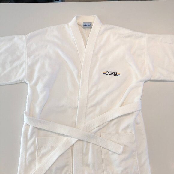 Hilasal Athleisure Open Front Heavy Terry Unisex Belted Bathrobe in White Sz OS - Picture 4 of 9